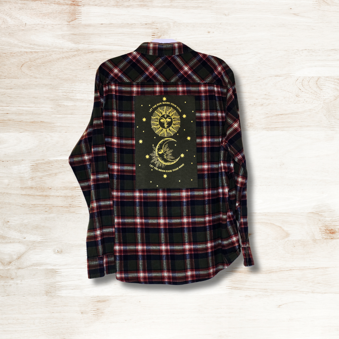 Sun Moon Patch Flannel XXL