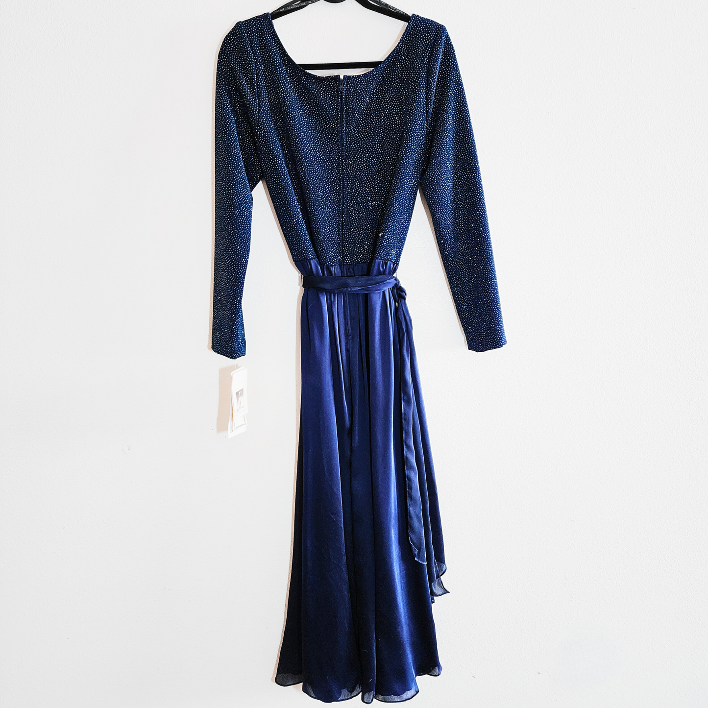 Scott McClintock Navy Sparkle Long Sleeve Maxi Vintage Party Dress NWT Size 16