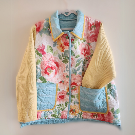 Spring Floral Tamarack Upcycled Quilt Chore Coat