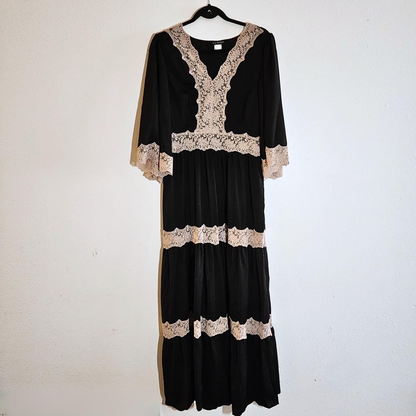 VENUS Maxi Dress with Antique Lace Details