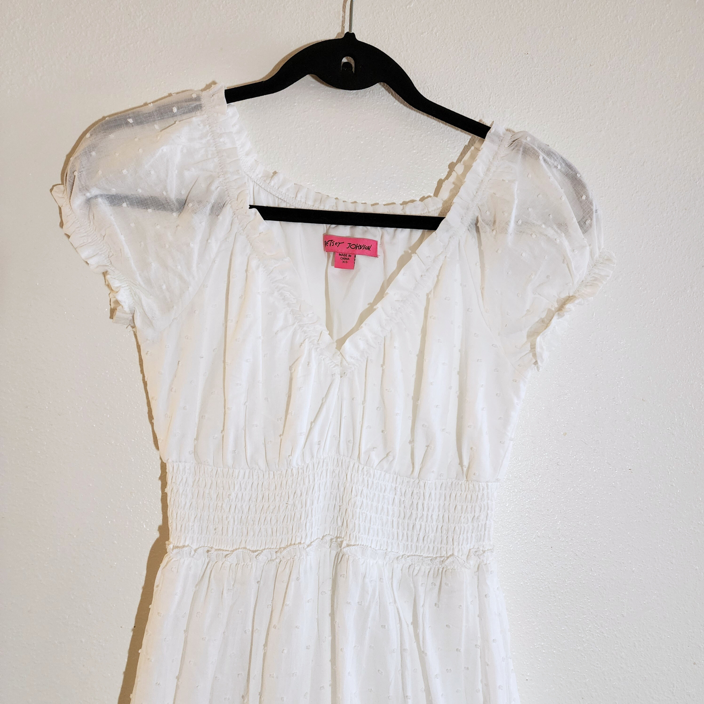Betsey Johnson White Cotton Confetti Midi Dress XS
