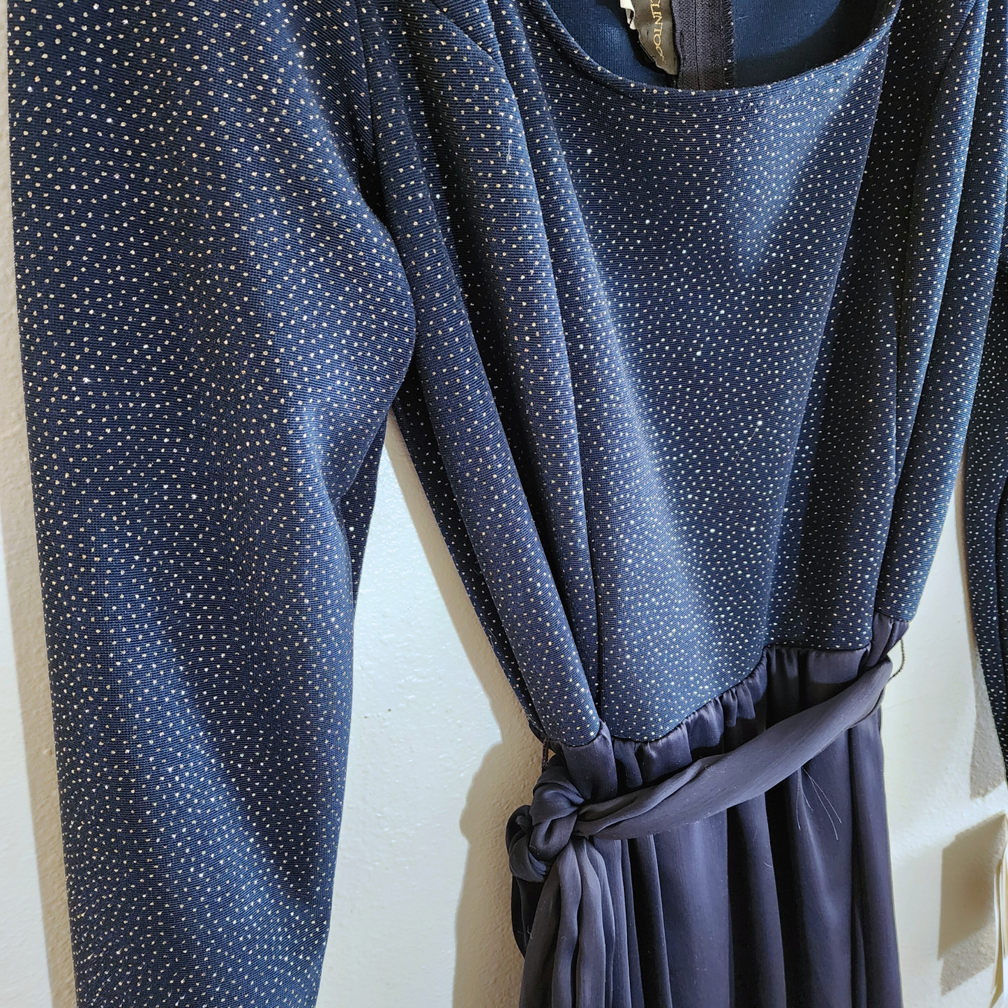 Scott McClintock Navy Sparkle Long Sleeve Maxi Vintage Party Dress NWT Size 16