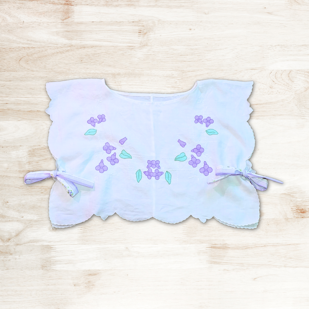 Embroidered Side Tie Top - One Size