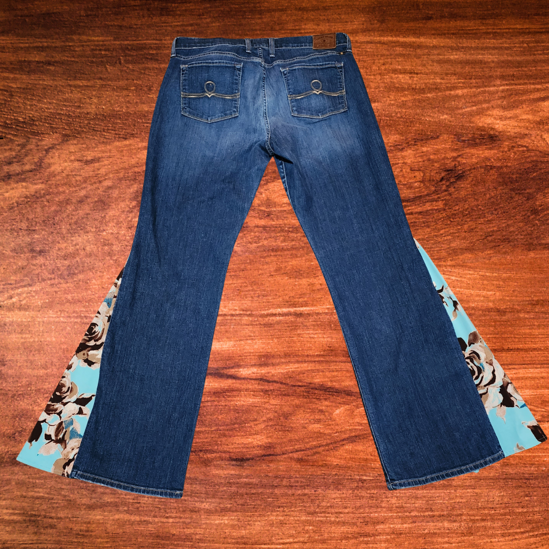 Teal and Brown Floral Flares