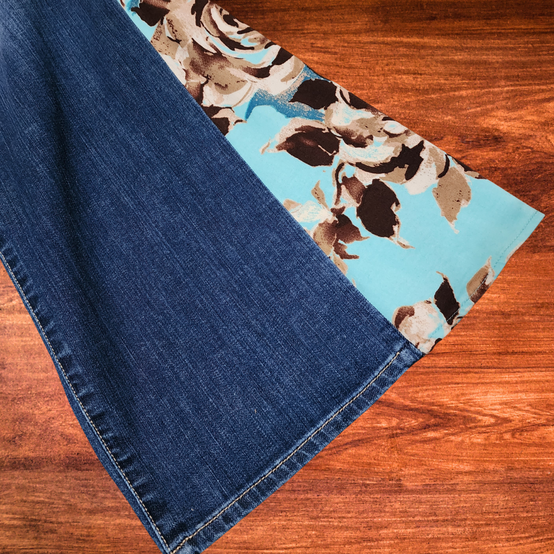 Teal and Brown Floral Flares