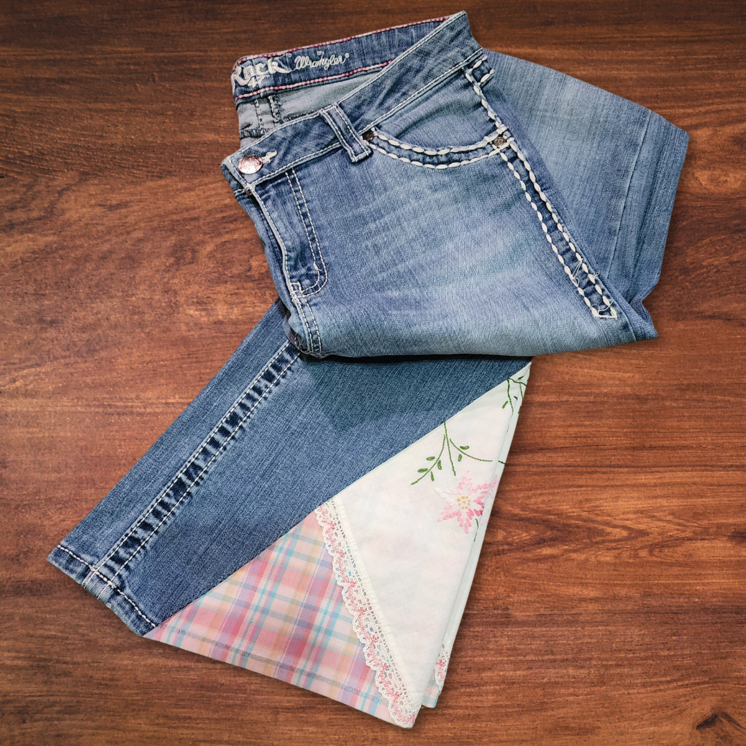 Vintage Hand Embroidered Gingham Flares