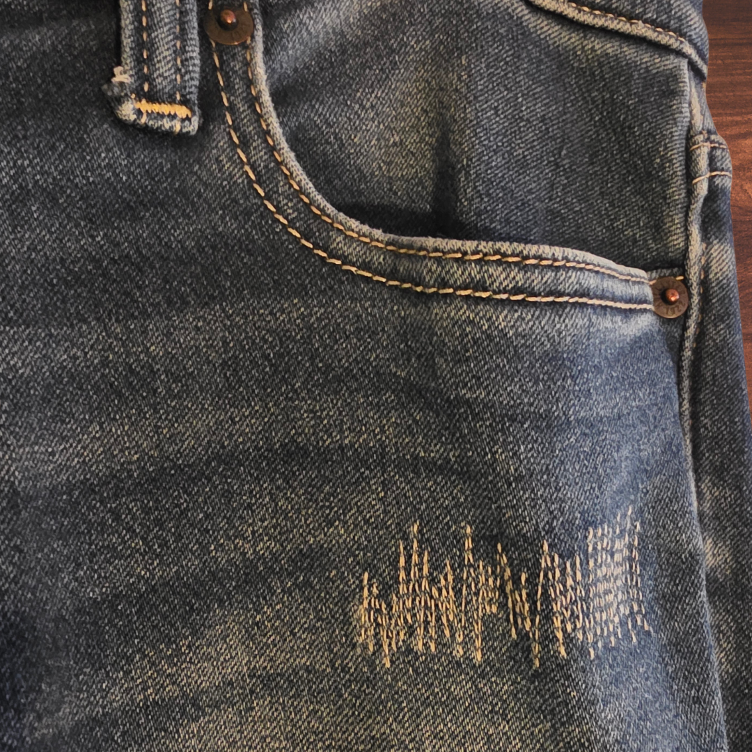 Embroidered Gingham Flares - Sz 30 X 34