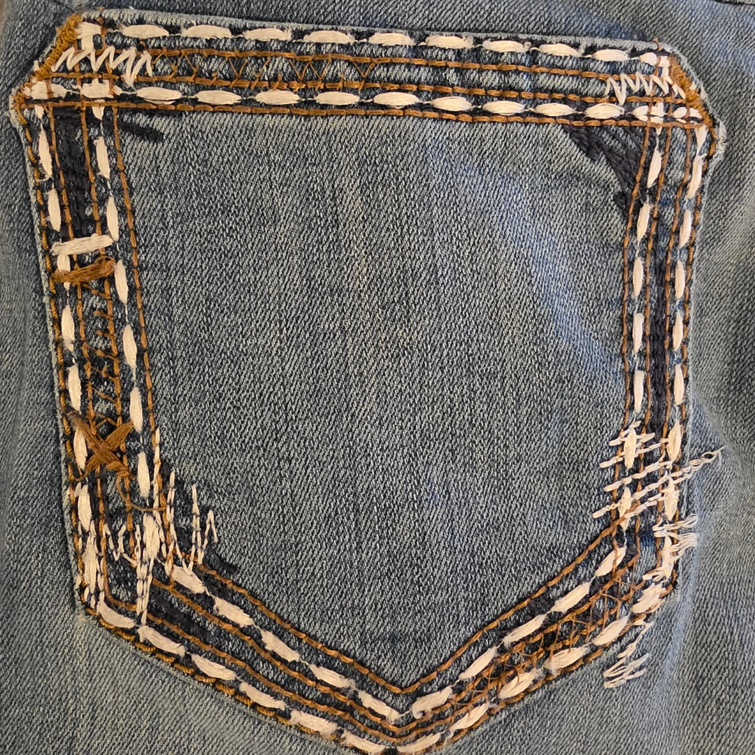 Embroidered Gingham Flares - Sz 30 X 34