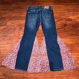 Peach Floral Bubble Flare Jeans