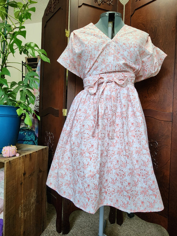 Peach Floral Apron Dress