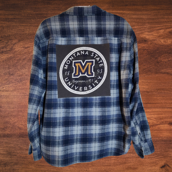 MSU Bobcats Plaid Medallion Patch Flannel