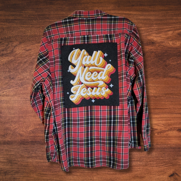 Y'all Need Jesus Patch Flannel