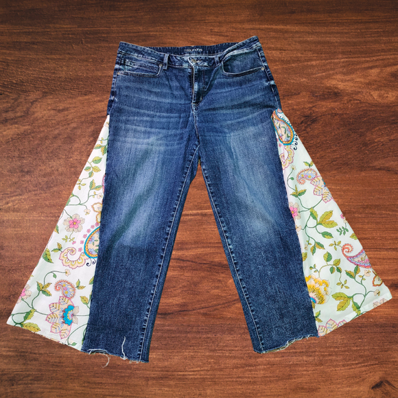 Paisley Frayed Hem Flares