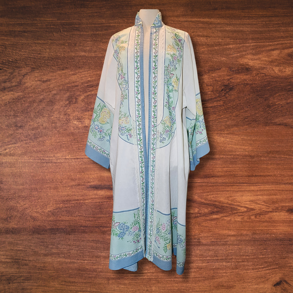 Refashioned Vintage Floral Table Linen Long Kimono